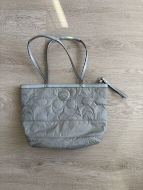 Coach Quilted Tote in Light Gray